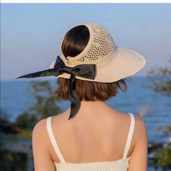 Dove Gray Foldable Wide Brim Roll Up Visor Hat - Picture 4 of 6